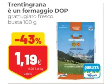 Trentingrana è un formaggio DOP grattugiato fresco busta 100 g