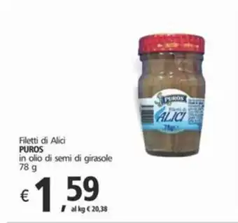 Alter Discount Filetti di Alici PUROS in olio di semi di girasole 78 g offerta