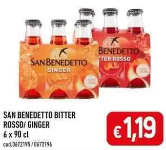 C+C maxigross SAN BENEDETTO BITTER ROSSO/ GINGER 6 x 90 cl offerta