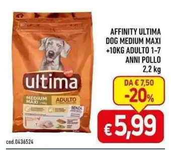 AFFINITY ULTIMA DOG MEDIUM MAXI +10KG ADULTO 1-7 ANNI POLLO 2,2 kg