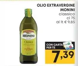 Pam OLIO EXTRAVERGINE MONINI classico cl 75 offerta