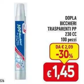 C+C maxigross DOPLA BICCHIERI TRASPARENTI PP 230 CC 100 pezzi offerta