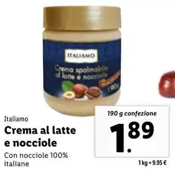 Lidl Italiamo Crema al latte e nocciole 190 g confezione offerta
