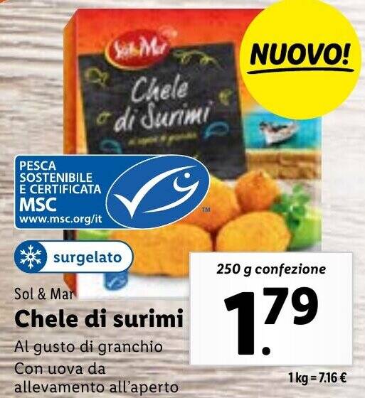 Sol & Mar Chele di surimi 250 g confezione offerta di Lidl