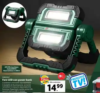Lidl PARKSIDE Faro LED con power bank offerta