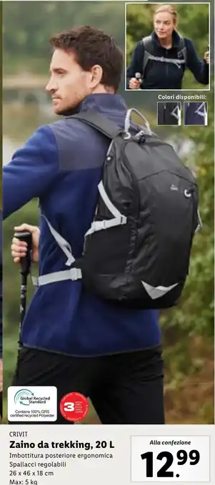 Lidl CRIVIT Zaino da trekking, 20 L offerta