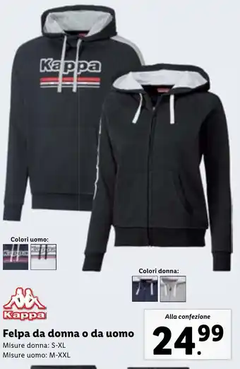 Lidl Kappa Felpa da donna o da uomo offerta