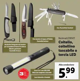 Lidl Rocktrail/CRIVIT Coltello, coltellino tascabile o torcia LED offerta