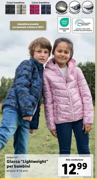 Lidl pepperts! Giacca "Lightweight" per bambini offerta