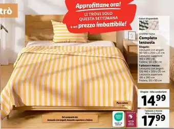 Lidl LIVARNO home Completo lenzuola Singole offerta