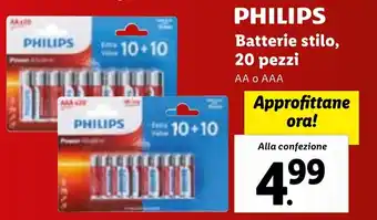 Lidl PHILIPS Batterie stilo, 20 pezzi AA o AAA offerta