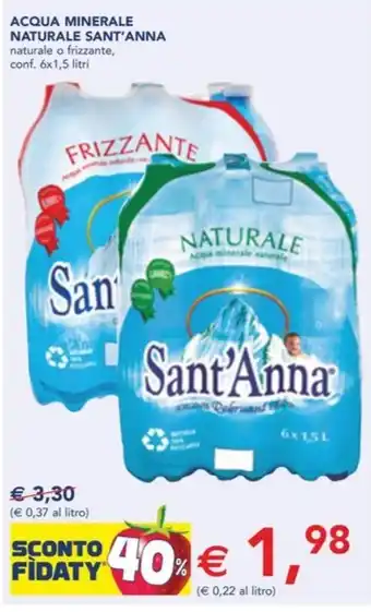 ACQUA MINERALE NATURALE SANT'ANNA naturale o frizzante, conf. 6x1,5 litri