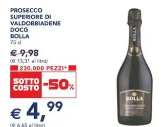 Esselunga PROSECCO SUPERIORE DI VALDOBBIADENE DOCG BOLLA 75 cl offerta