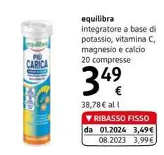 dm drogerie markt equilibra integratore a base di potassio, vitamina C, magnesio e calcio 20 compresse offerta