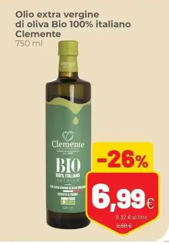 Coop Olio extra vergine di oliva Bio 100% italiano Clemente 750 ml offerta