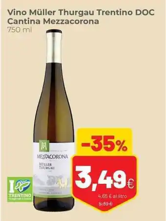 Coop Vino Müller Thurgau Trentino DOC Cantina Mezzacorona 750 ml offerta