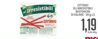 Supermercati Piccolo Citterio Gli Irresistibili Bastoncini Di Salame 30 g x 2 offerta