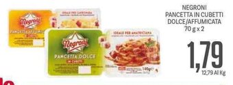 Supermercati Piccolo Negroni Pancetta In Cubetti Dolce/Affumicata 70 g x 2 offerta