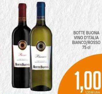 Supermercati Piccolo Botte Buona Vino D'Italia Bianco/Rosso 75 cl offerta