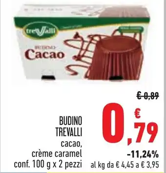 Conad BUDINO TREVALLI cacao, crème caramel conf. 100 g x 2 pezzi offerta