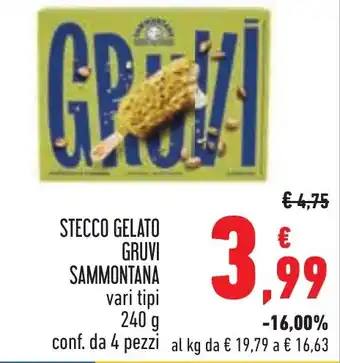 Conad STECCO GELATO GRUVI SAMMONTANA vari tipi 240 g conf. da 4 pezzi offerta