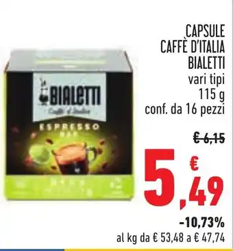 Conad CAPSULE CAFFÈ D'ITALIA BIALETTI vari tipi 115 g conf. da 16 pezzi offerta