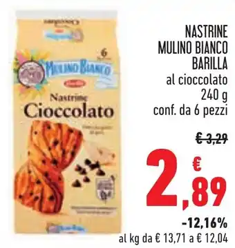 Conad NASTRINE MULINO BIANCO BARILLA al cioccolato 240 g conf. da 6 pezzi offerta