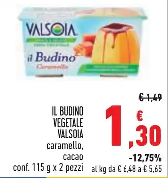 Conad IL BUDINO VEGETALE VALSOIA caramello, cacao conf. 115 g x 2 pezzi offerta