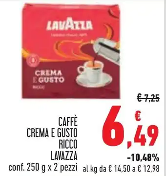 Conad CAFFÈ CREMA E GUSTO RICCO LAVAZZA conf. 250 g x 2 pezzi offerta