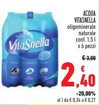 Conad ACQUA VITASNELLA oligominerale naturale conf. 1,5 l x 6 pezzi offerta