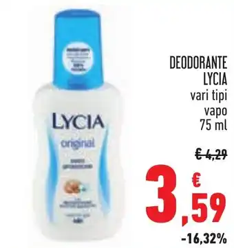 Conad DEODORANTE LYCIA vari tipi vapo 75 ml offerta