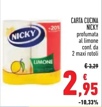 Conad CARTA CUCINA NICKY profumata al limone conf. da 2 maxi rotoli offerta