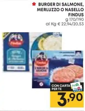 Panorama BURGER DI SALMONE, MERLUZZO O NASELLO FINDUS g 170/190 offerta