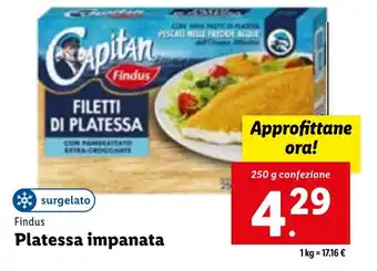 Lidl Findus Platessa impanata 250 g confezione offerta