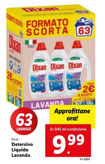 Lidl Dixan Detersivo Liquido Lavanda 3x 945 ml confezione offerta