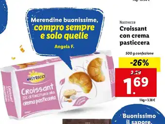 Lidl Nastrecce Croissant con crema pasticcera 500 g confezione offerta