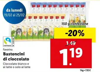 Lidl Bastoncini di cioccolato 150 g confezione offerta