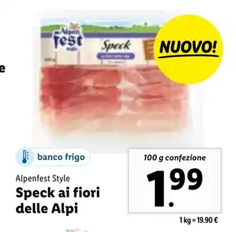 Lidl Alpenfest Style Speck ai fiori delle Alpi 100 g confezione offerta