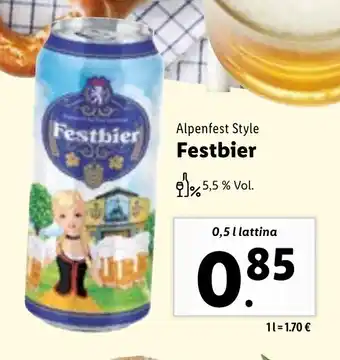 Lidl Alpenfest Style Festbier 0,5 l lattina offerta