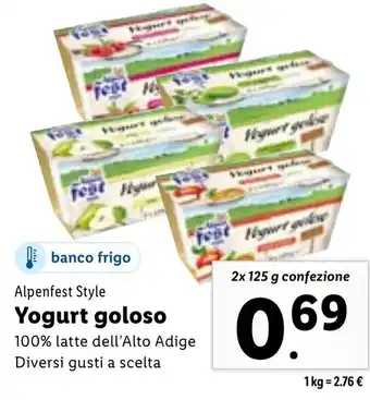 Lidl Alpenfest Style Yogurt goloso 2x 125 g confezione offerta