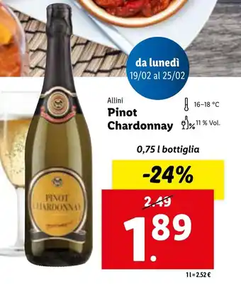 Lidl Allini Pinot Chardonnay 0,75 l bottiglia offerta