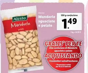 Lidl Alesto Mandorle sgusciate e pelate 100 g confezione offerta