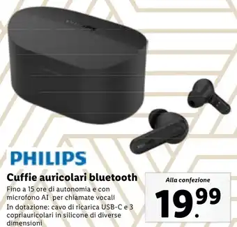 Lidl PHILIPS Cuffie auricolari bluetooth offerta