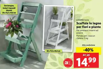 Lidl LIVARNO home Scaffale in legno per fiori e piante offerta