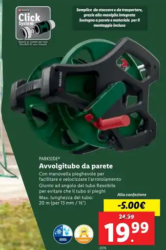 Lidl PARKSIDE Avvolgitubo da parete offerta