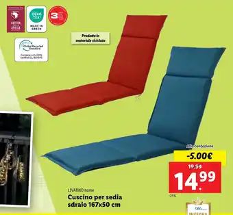 Lidl LIVARNO home Cuscino per sedia sdraio 167x50 cm offerta