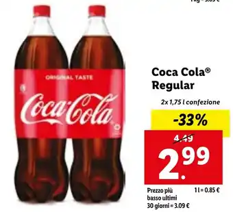 Lidl Coca Cola Regular 2x 1,75 l confezione offerta