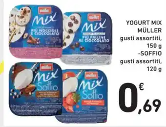 YOGURT MIX MÜLLER gusti assortiti, 150 g -SOFFIO gusti assortiti, 120 g