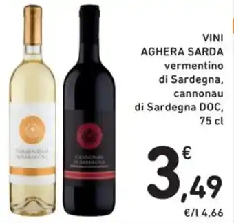 Spazio Conad VINI AGHERA SARDA vermentino di Sardegna, cannonau di Sardegna DOC, 75 cl offerta