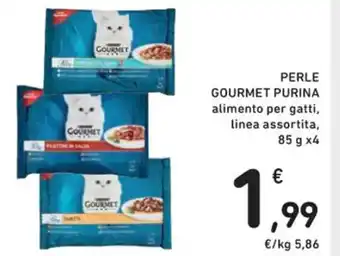 Spazio Conad PERLE GOURMET PURINA alimento per gatti, linea assortita, 85 g x4 offerta